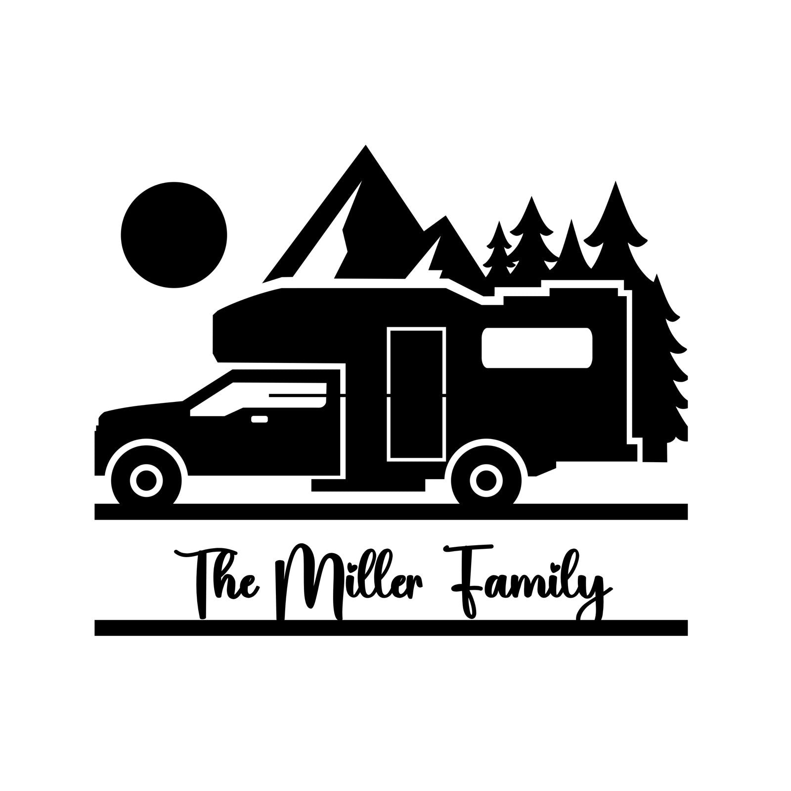Camp Frame truck camper personalized name decal design preview