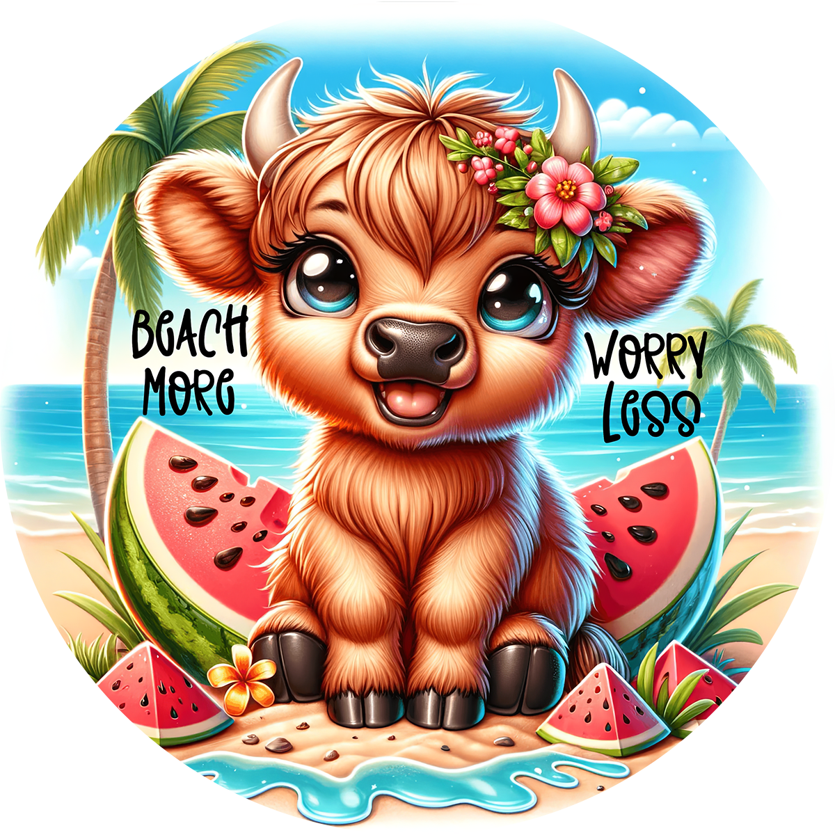 Highland Cow Car Coaster Set of 2 | Beach Theme Cup Holder Insert | Absorbent Summer Car Accessories Gift for Her