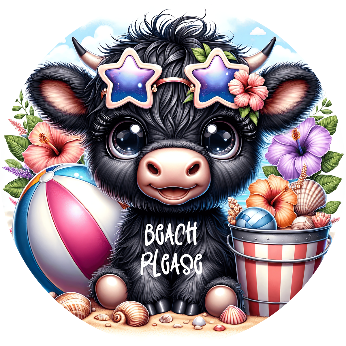 Highland Cow Car Coaster Set of 2 | Beach Theme Cup Holder Insert | Absorbent Summer Car Accessories Gift for Her