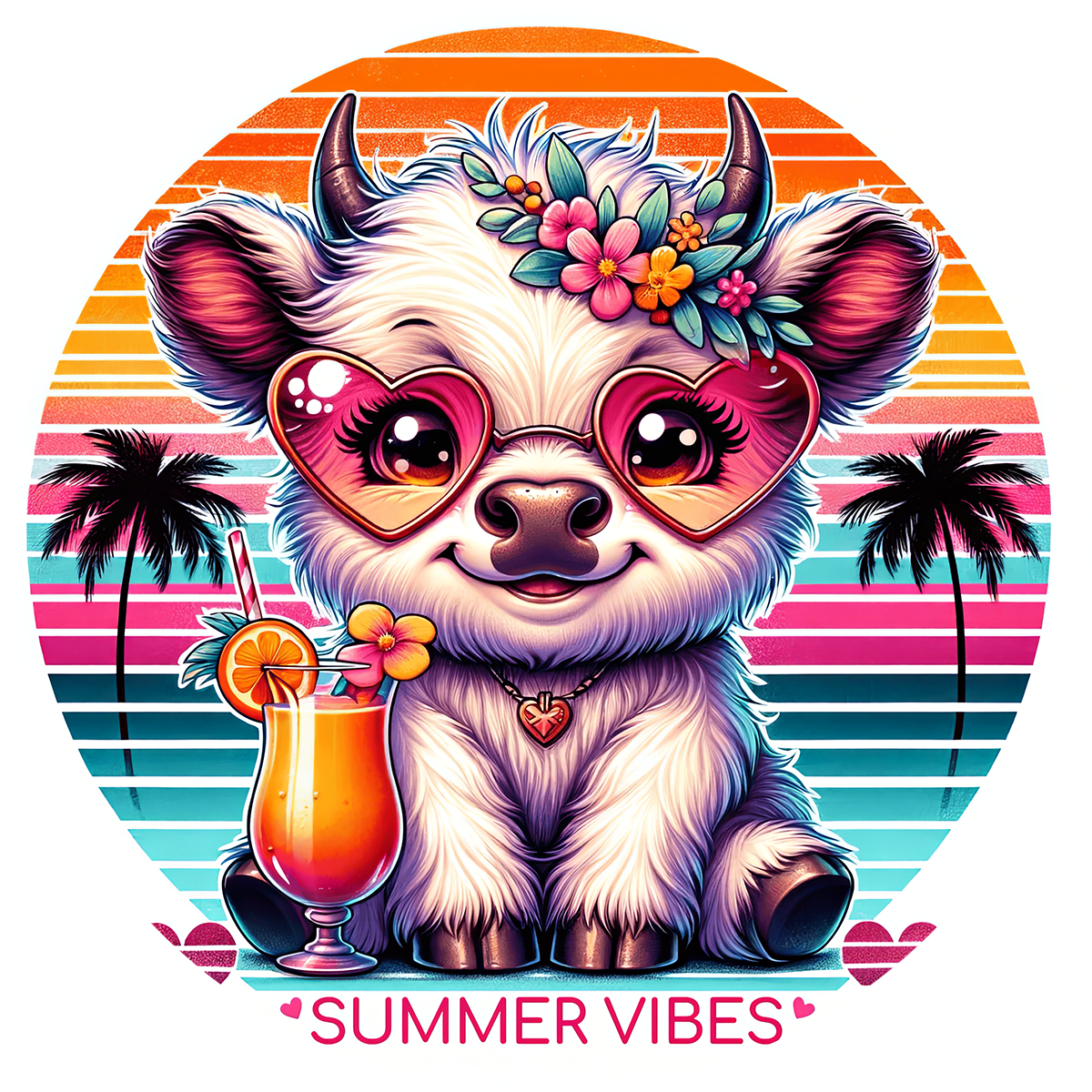 Highland Cow Car Coaster Set of 2 | Beach Theme Cup Holder Insert | Absorbent Summer Car Accessories Gift for Her