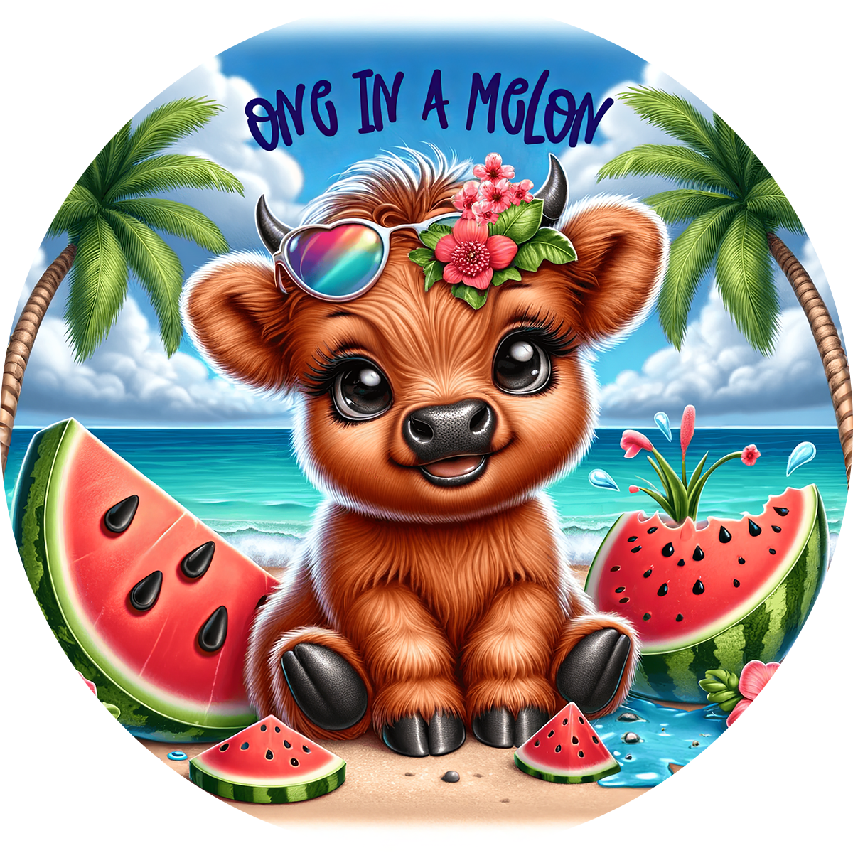 Highland Cow Car Coaster Set of 2 | Beach Theme Cup Holder Insert | Absorbent Summer Car Accessories Gift for Her