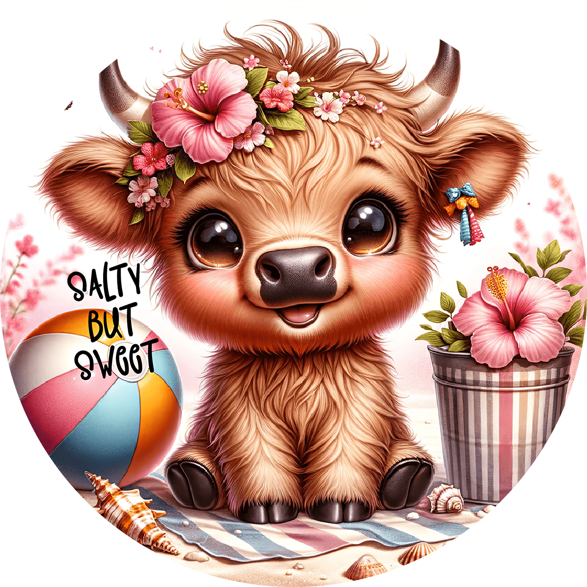 Highland Cow Car Coaster Set of 2 | Beach Theme Cup Holder Insert | Absorbent Summer Car Accessories Gift for Her