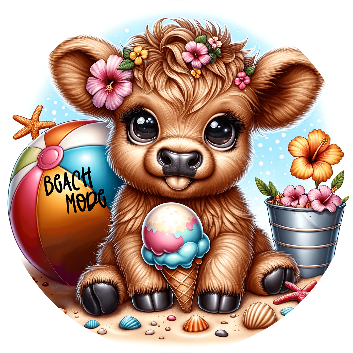 Highland Cow Car Coaster Set of 2 | Beach Theme Cup Holder Insert | Absorbent Summer Car Accessories Gift for Her