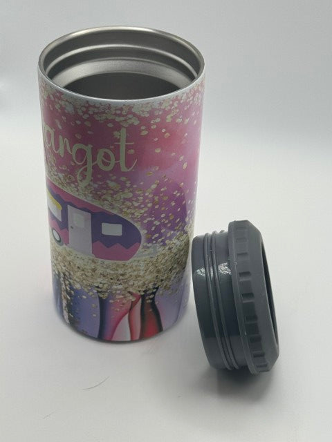 Personalized 4 in one Stainless Steel Can Cooler – Pink & Purple  Keeps Drinks Chilled in Style