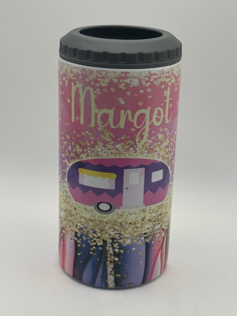 Personalized 4 in one Stainless Steel Can Cooler – Pink & Purple  Keeps Drinks Chilled in Style