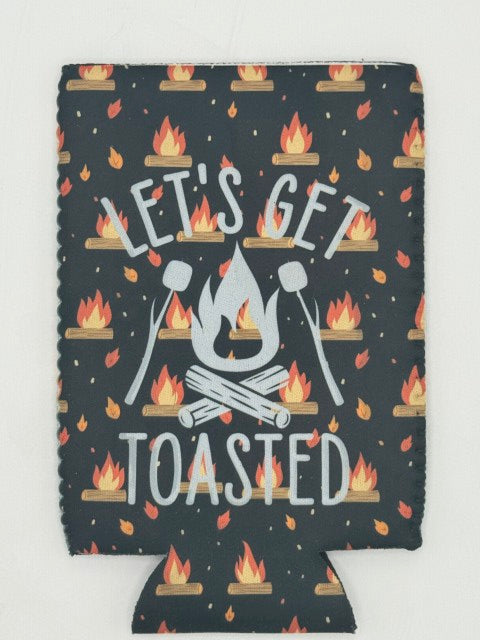 Can Cooler Let's Get Toasted Insulated Beverage Holder, Funny Party Accessory, BBQ & Tailgate Drink Sleeve, Gift for Beer Lovers