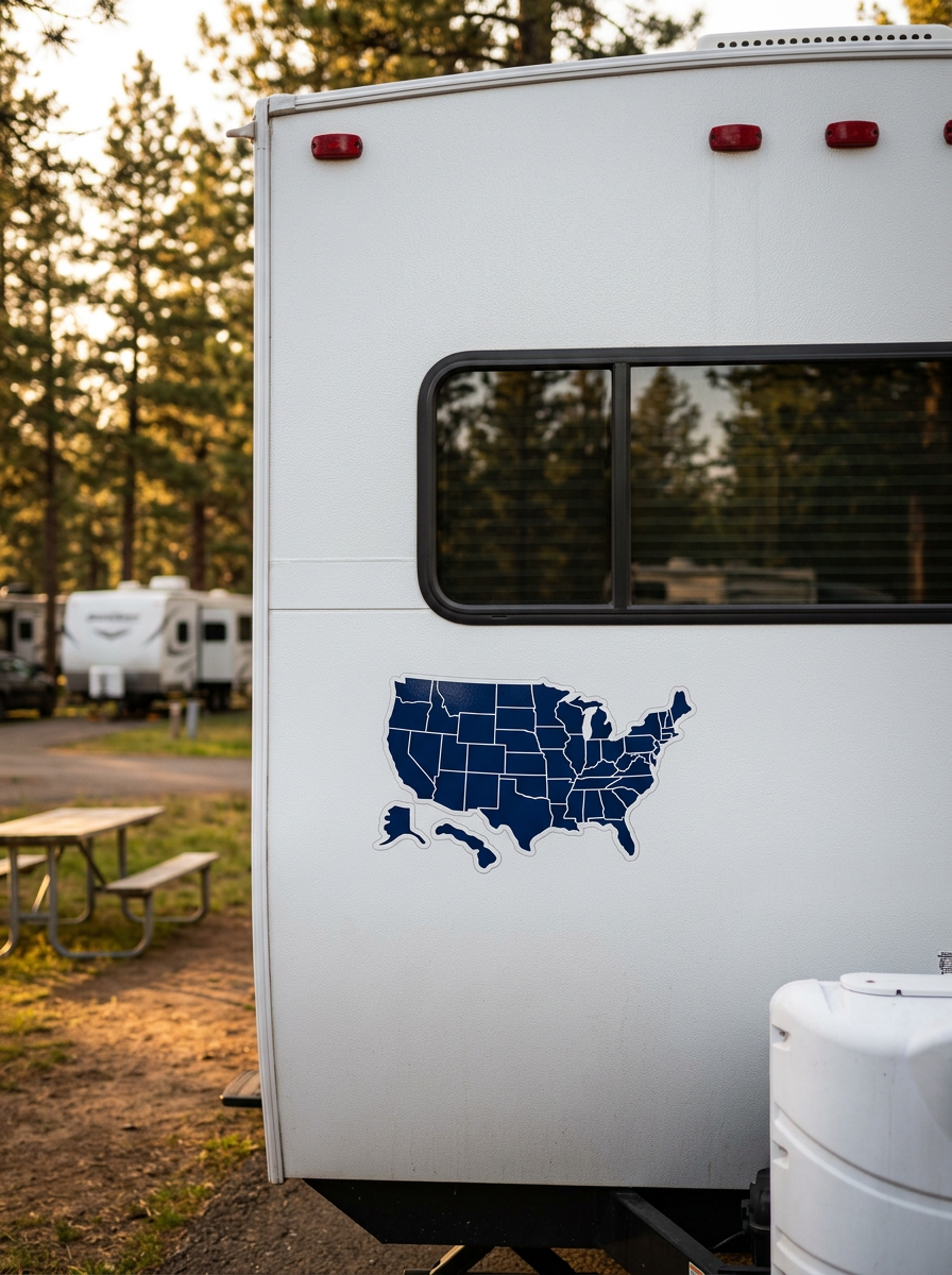 USA States Travel Map Decal for RV & Camper Windows