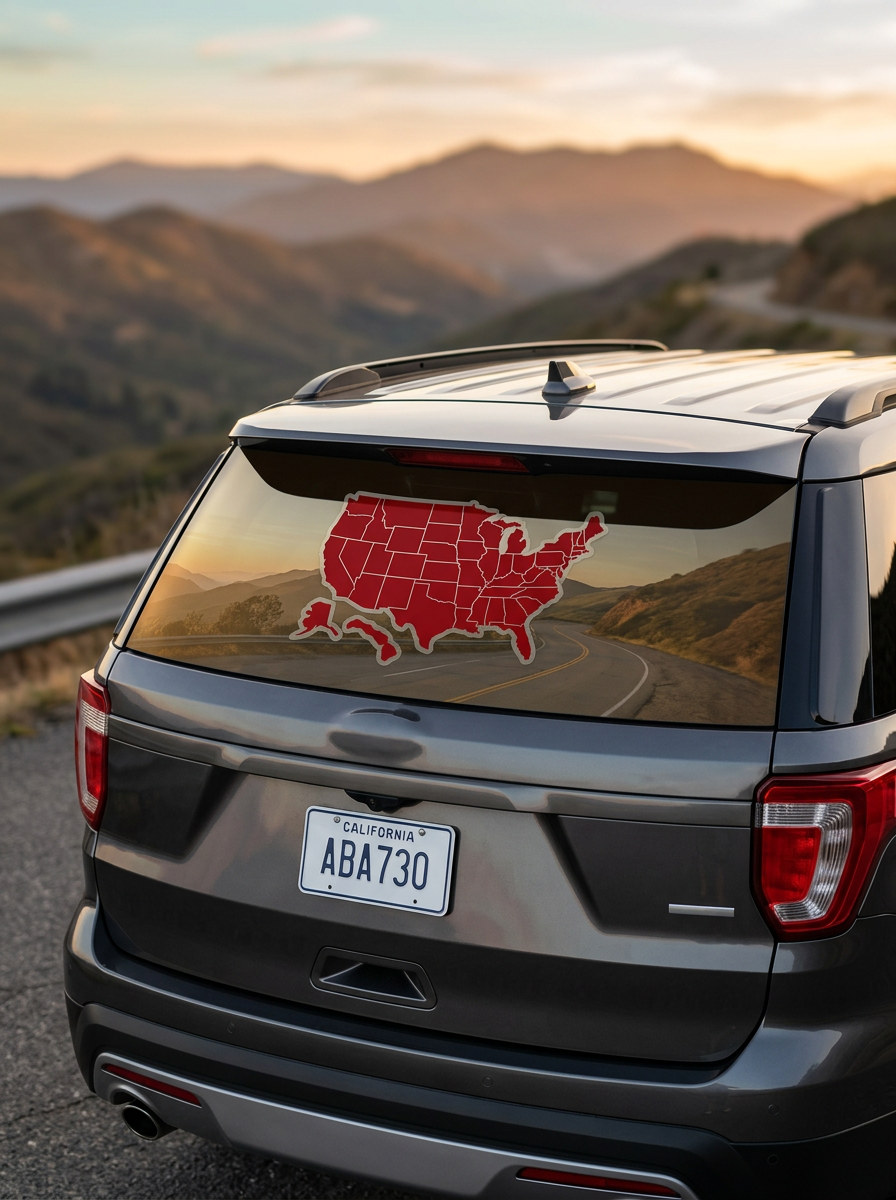 USA States Travel Map Decal for RV & Camper Windows