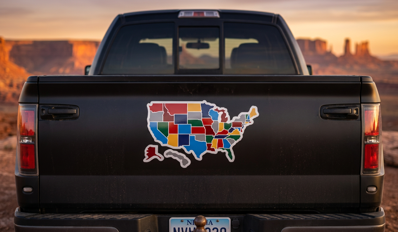 USA States Travel Map Decal for RV & Camper Windows