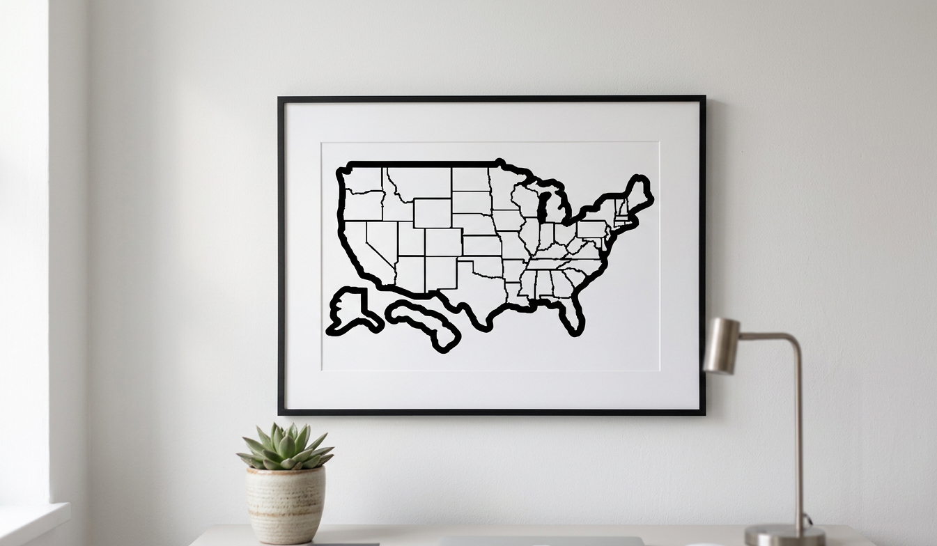 USA States Travel Map Decal for RV & Camper Windows