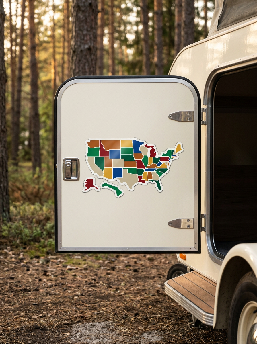 USA States Travel Map Decal for RV & Camper Windows