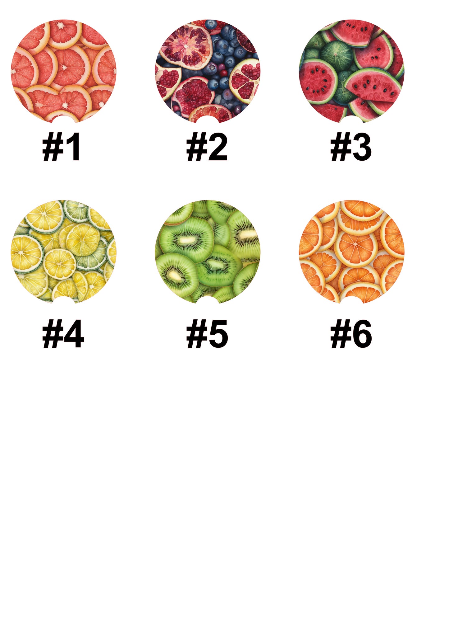 Fruit Car Coasters – Cute Absorbent Cup Holder Coasters | Citrus, Strawberry, Watermelon | Summer Car Accessories for Women - Set of 2