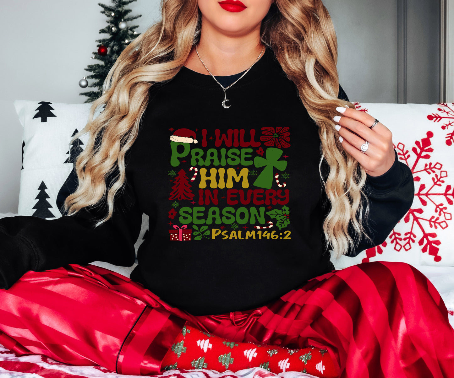 Christian Christmas Shirt – Psalm 146:2 Tee – Praise in Every Season – Faith Holiday Gift