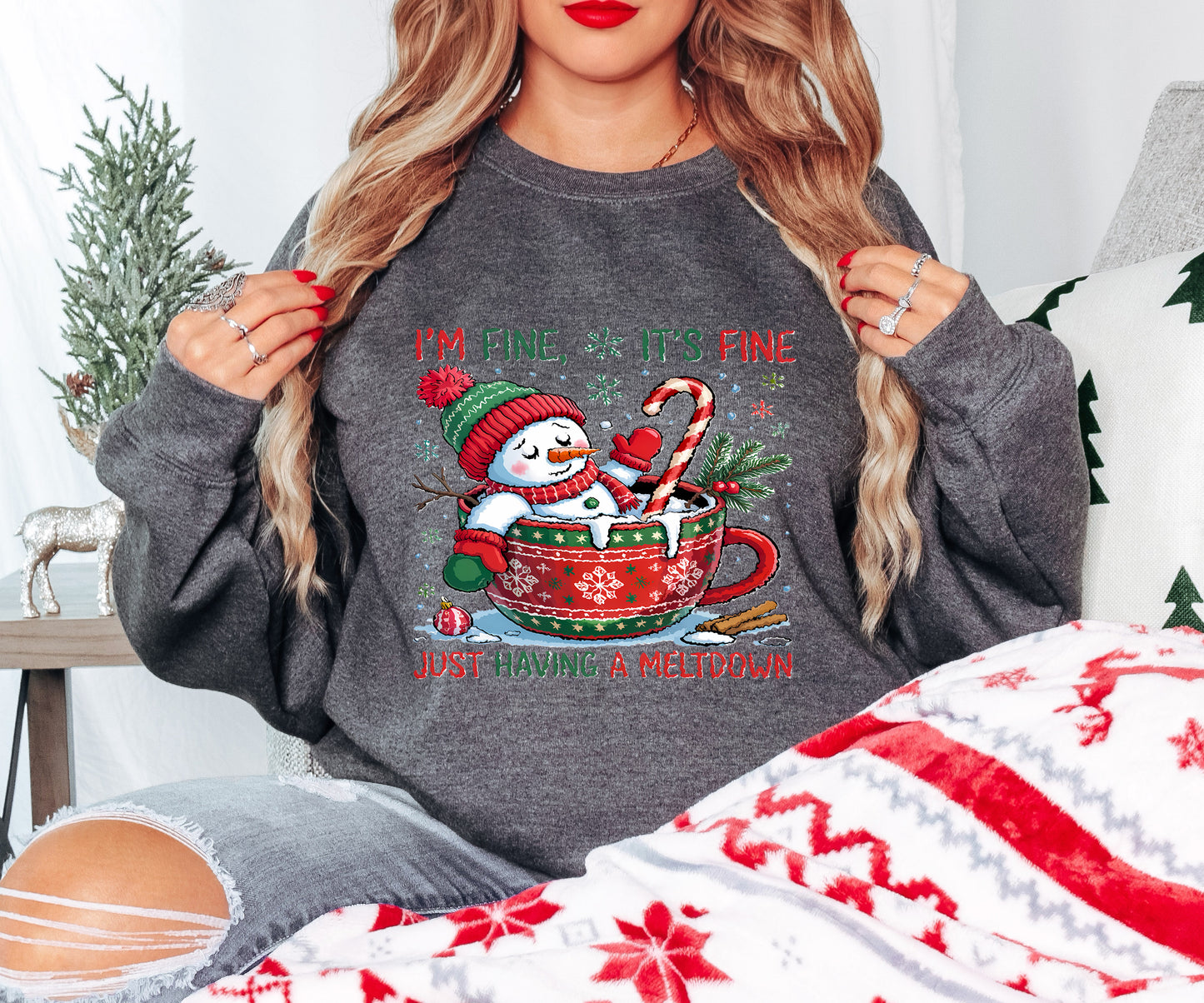Snowman Meltdown Shirt – Funny Christmas Sweatshirt – Holiday Humor Gift – Cocoa Winter Sarcasm Tee