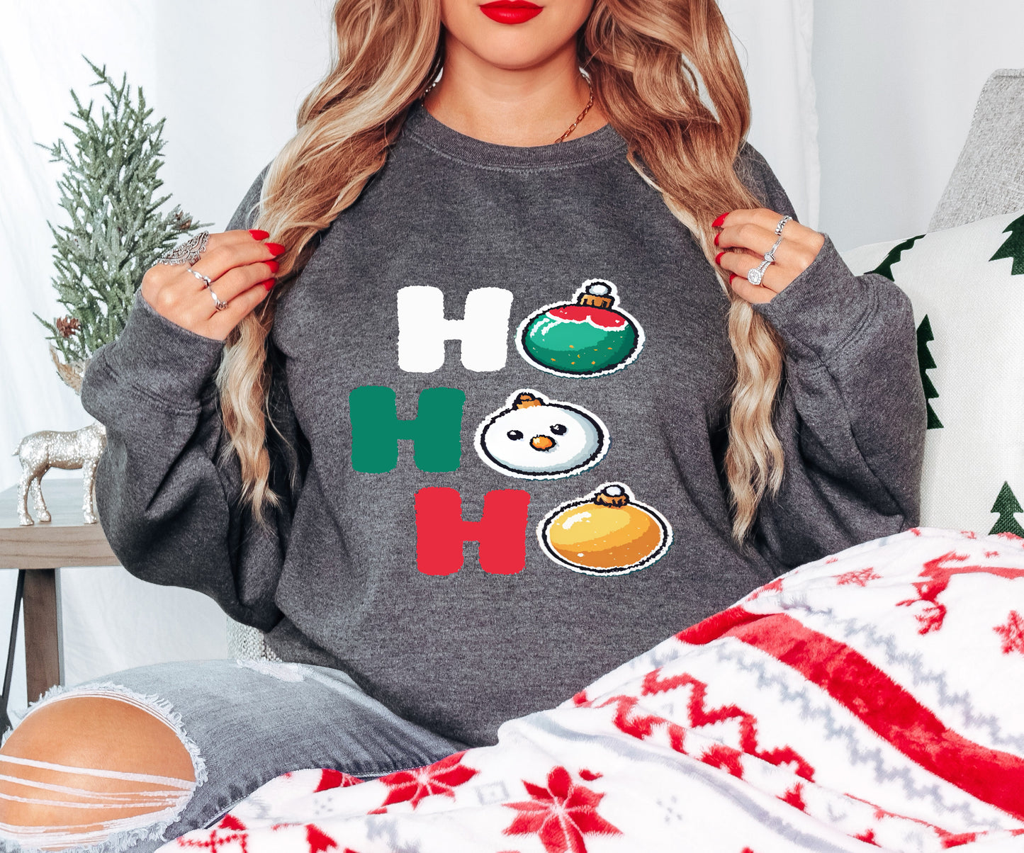 Ho Ho Ho Shirt – Christmas Ornament Tee – Funny Holiday Design – Festive Typography Gift