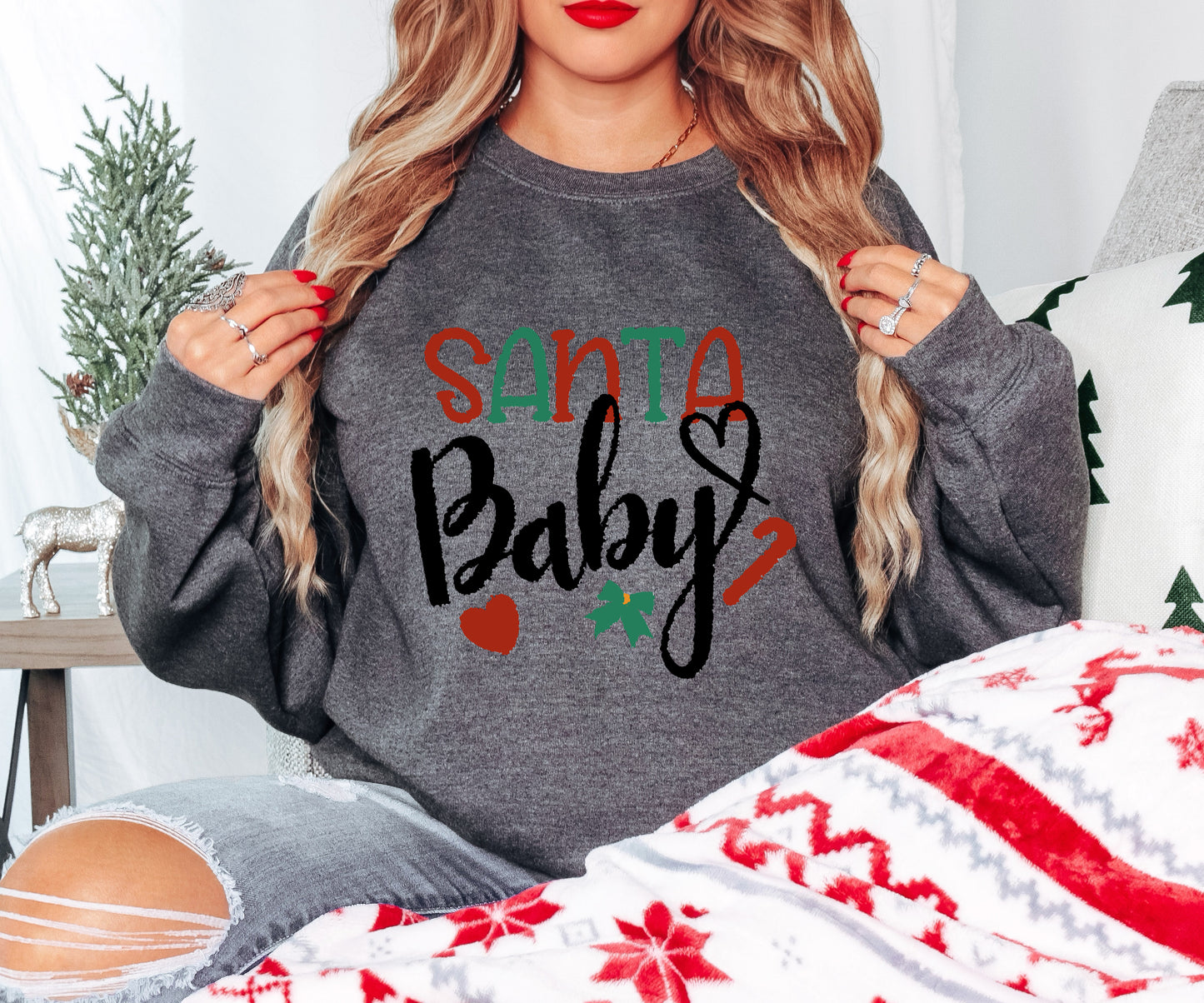 Santa Baby Shirt – Funny Christmas Tee with Surprised Santa – Hoodie, Sweatshirt, Youth Sizes Too