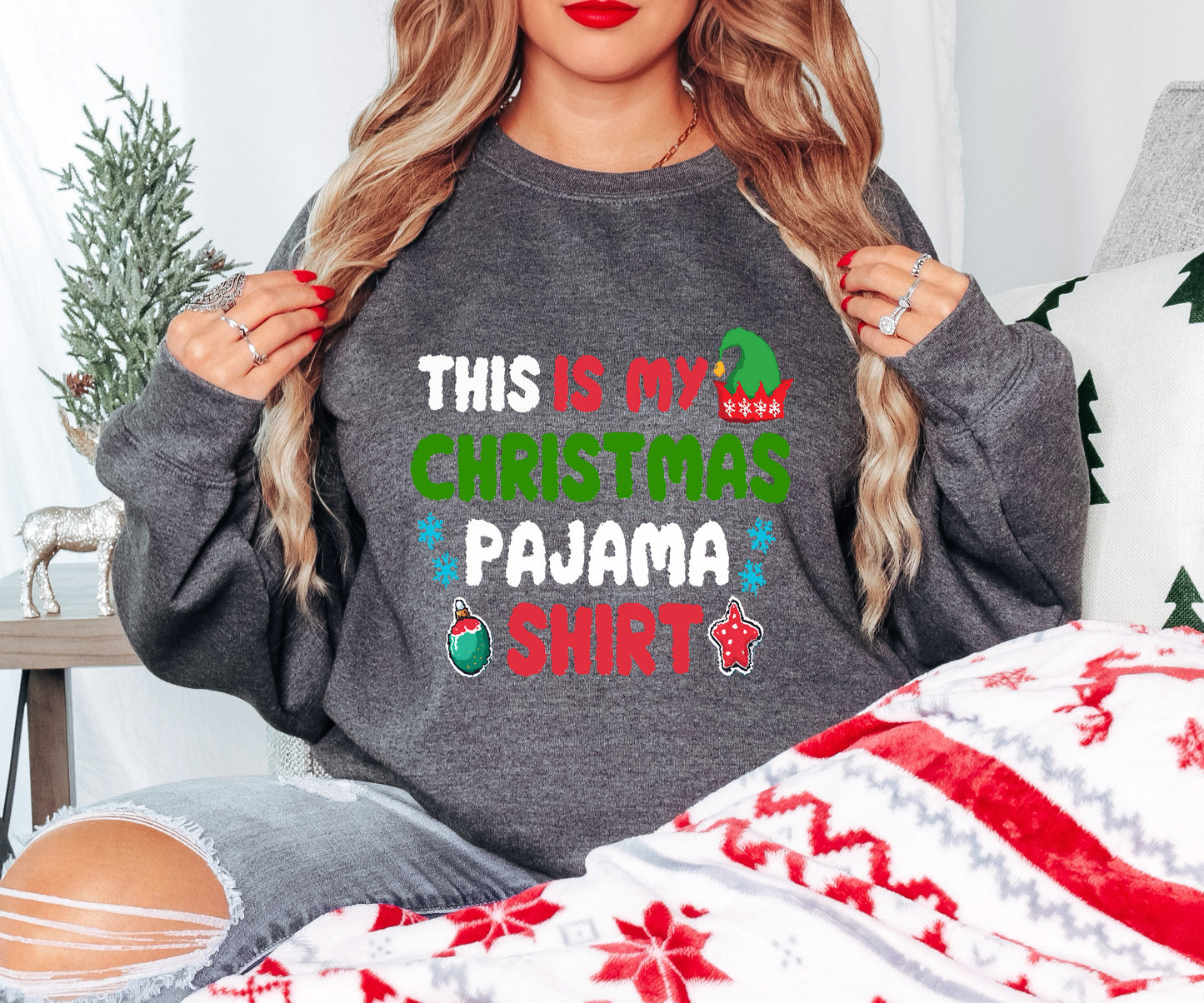 Funny Christmas Shirt – Holiday Statement Tee “This Is My Christmas Pajama Shirt” – Hoodie, Youth Sizes Too