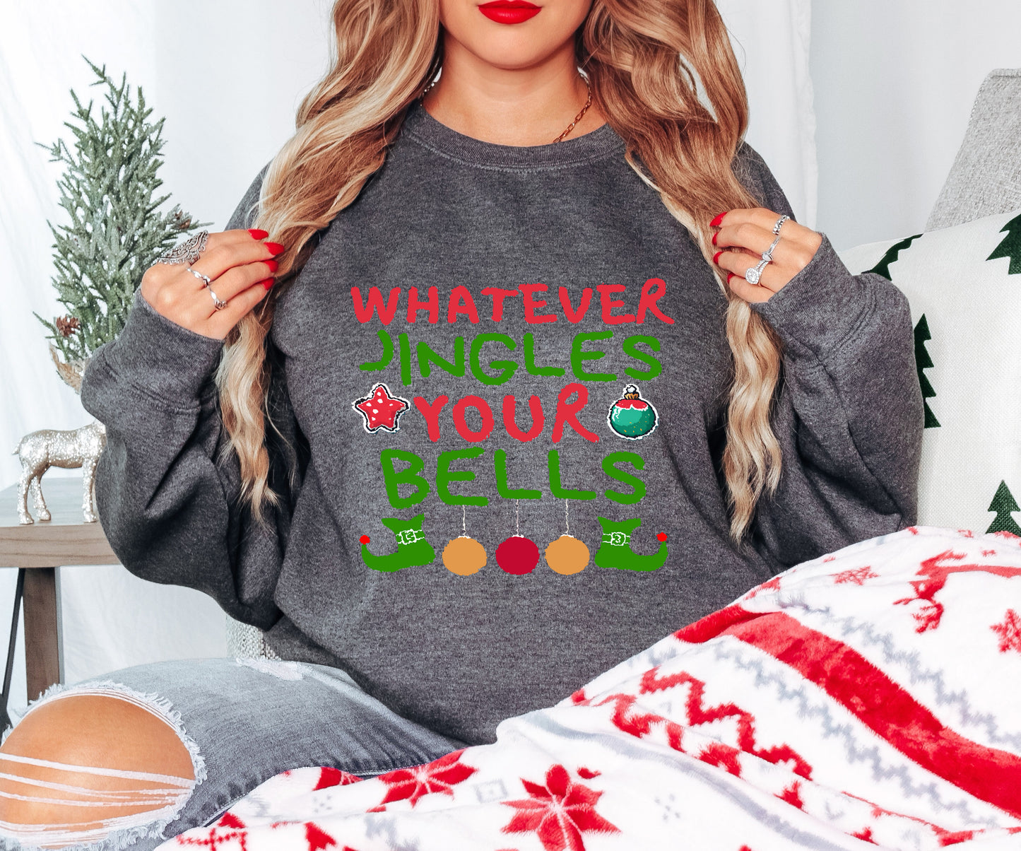 Funny Christmas Tee – Jingles Holiday Tee “Whatever Jingles Your Bells” – Hoodie, Youth Sizes Too