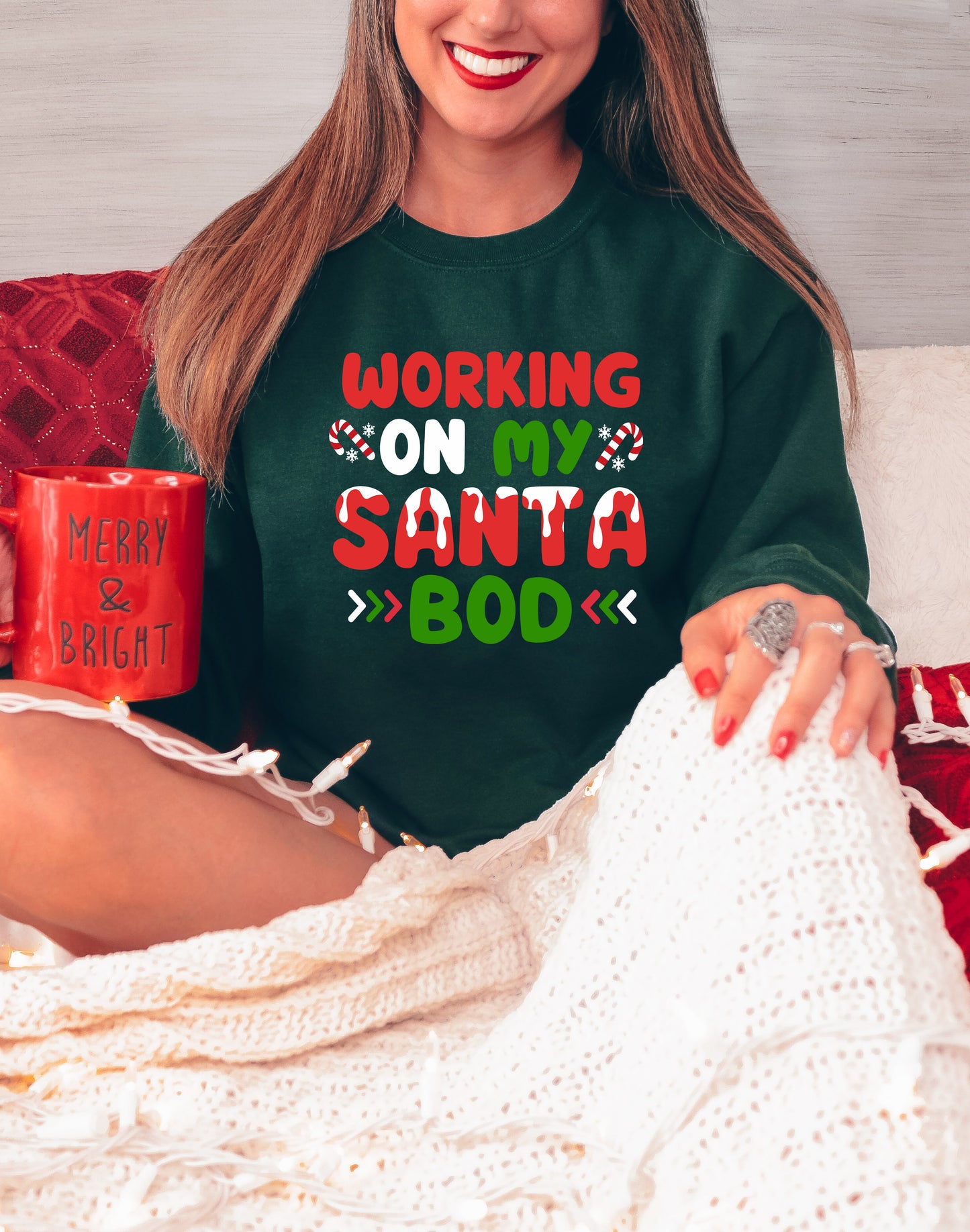 Funny Christmas Shirt – Santa Bod Tee “Working on My Santa Bod” – Hoodie, Youth Sizes Too