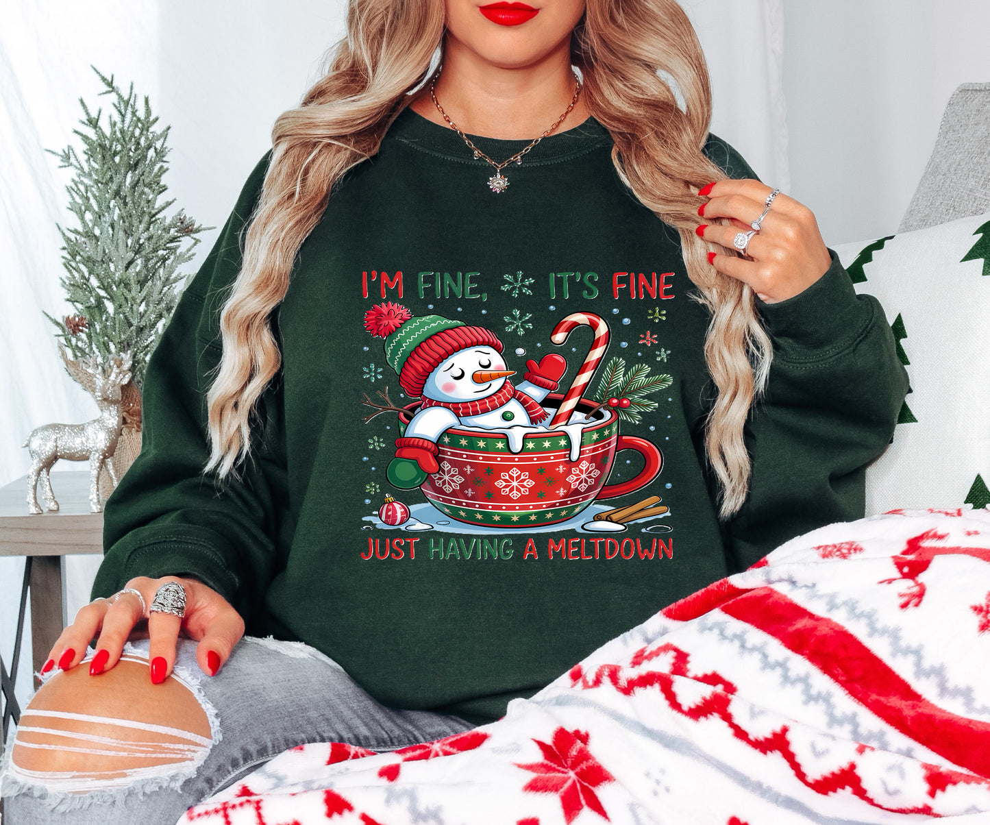Snowman Meltdown Shirt – Funny Christmas Sweatshirt – Holiday Humor Gift – Cocoa Winter Sarcasm Tee