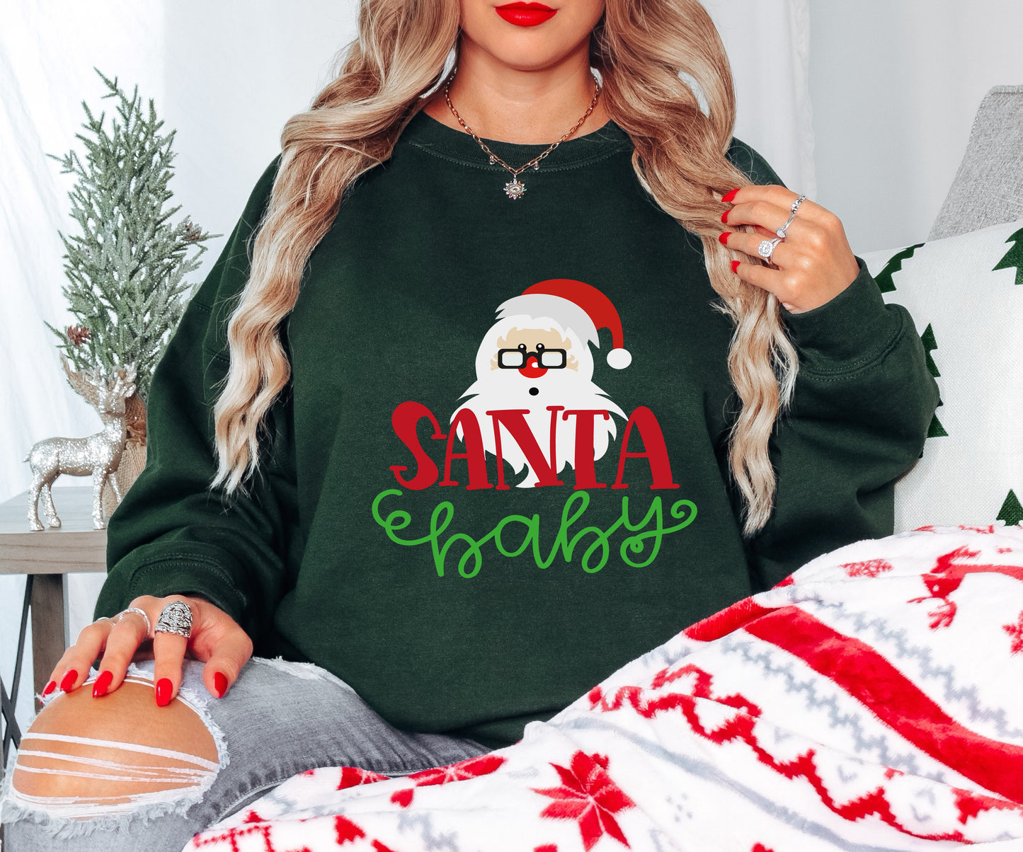 Santa Baby Shirt – Funny Christmas Tee with Surprised Santa – Hoodie, Sweatshirt, Youth Sizes Too