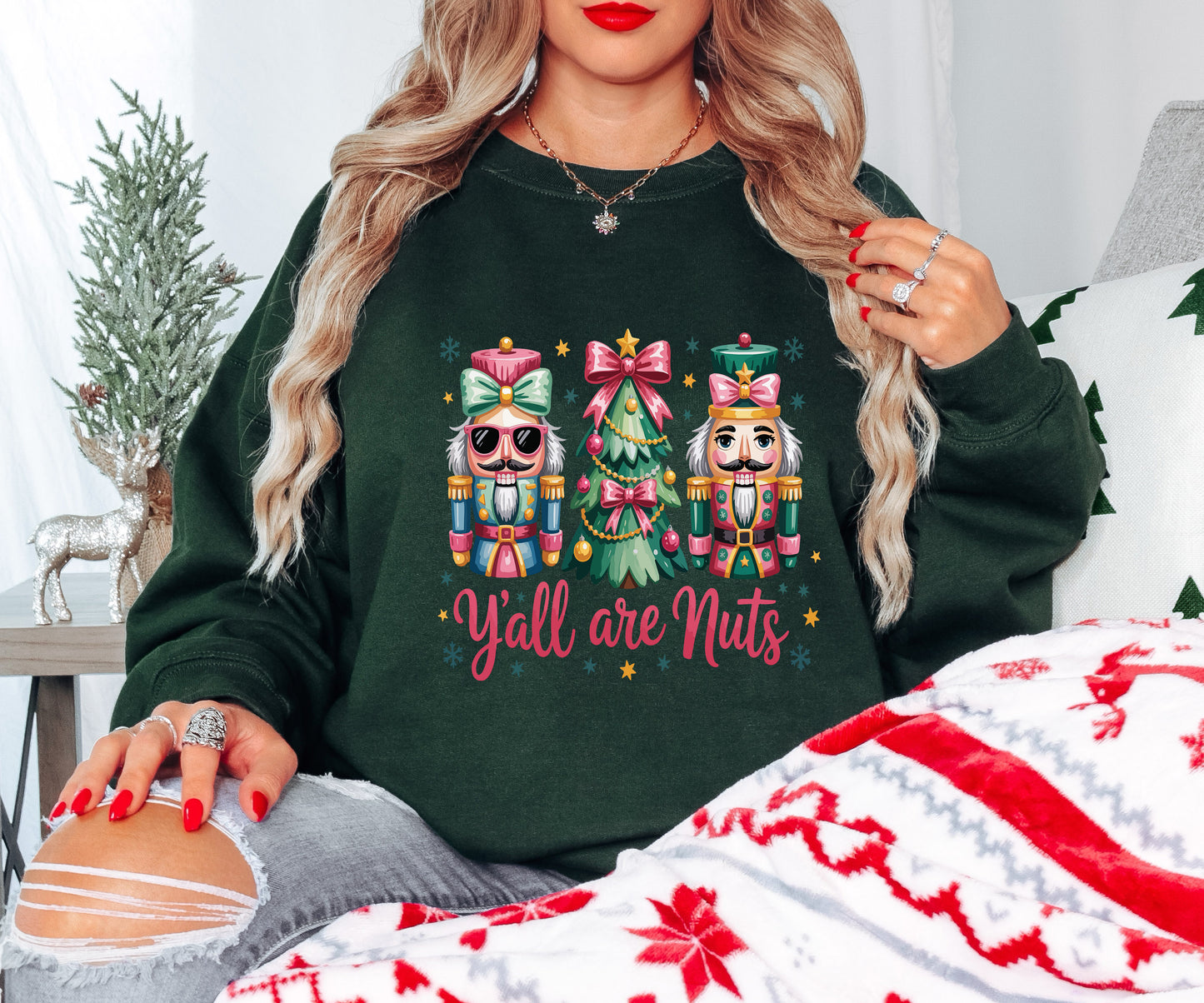 Funny Christmas Shirt – Nutcracker Holiday Tee “Y’all Are Nuts” – Hoodie, Sweatshirt, Youth Sizes