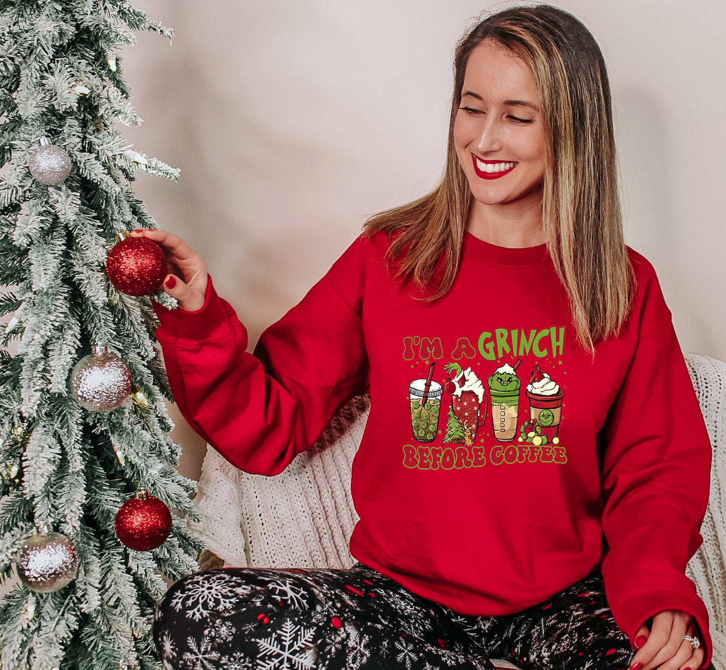 Grinch Coffee Shirt – Funny Holiday Tee – I’m a Grinch Before Coffee – Xmas Drink Design