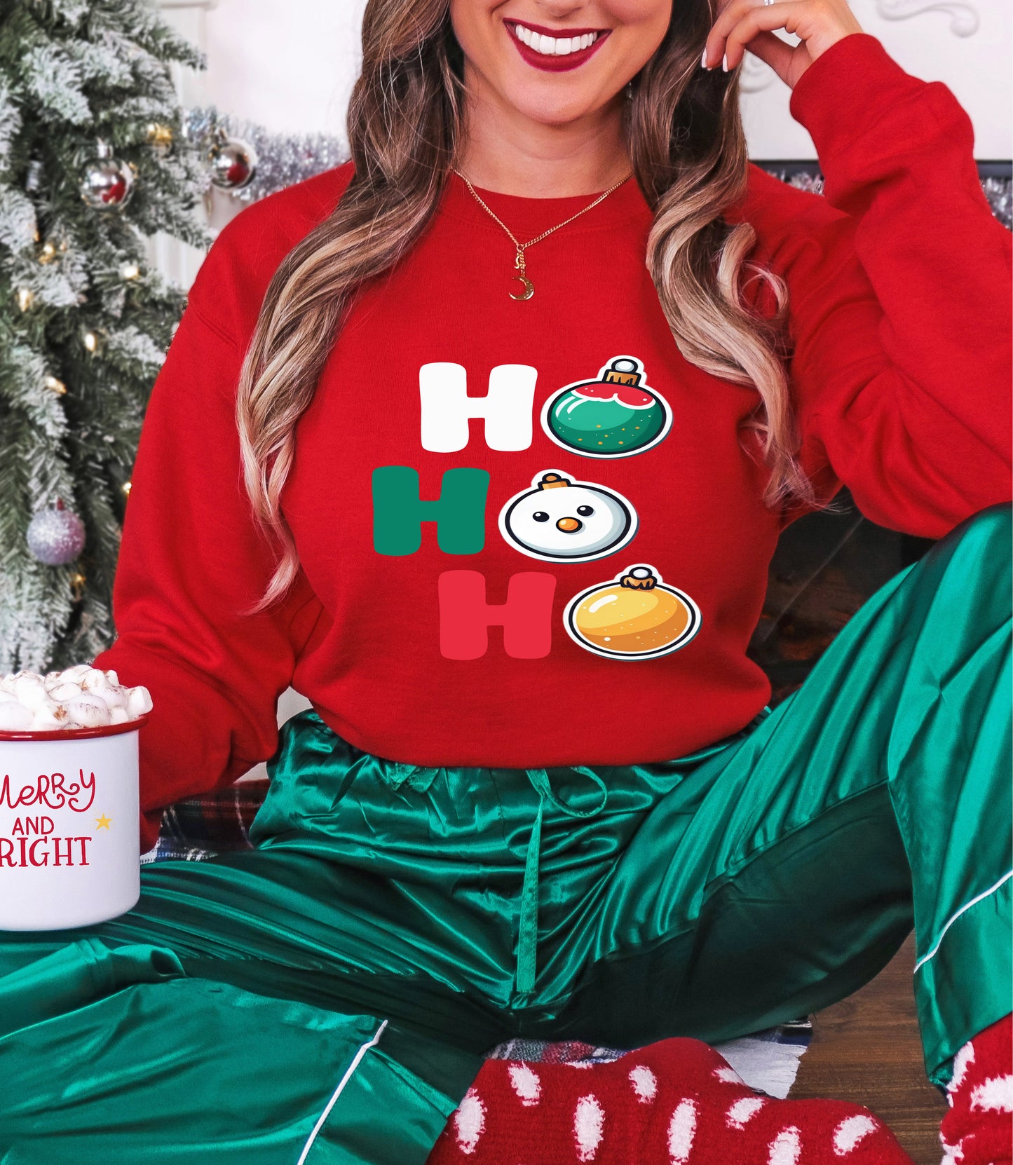 Ho Ho Ho Shirt – Christmas Ornament Tee – Funny Holiday Design – Festive Typography Gift