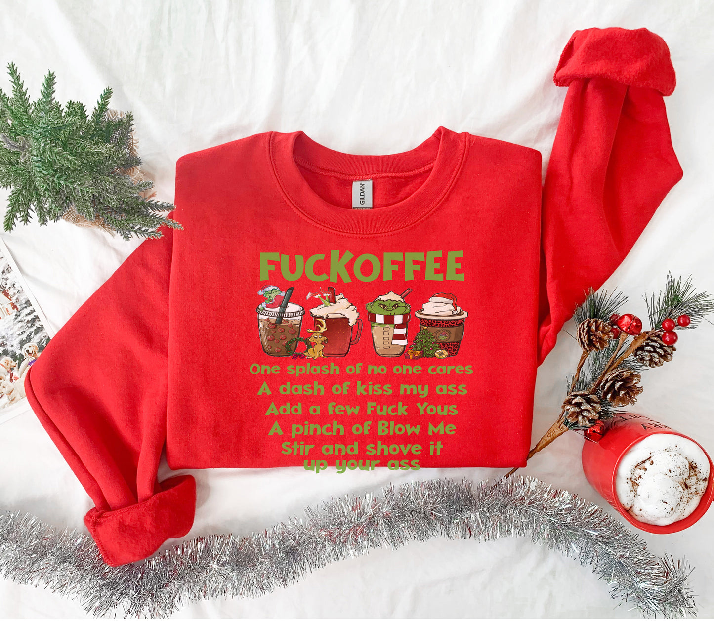 Fuckoffee Shirt – Holiday Coffee Tee – Funny Xmas Top Hoodie Sweatshirt Infant to Adult Sizes