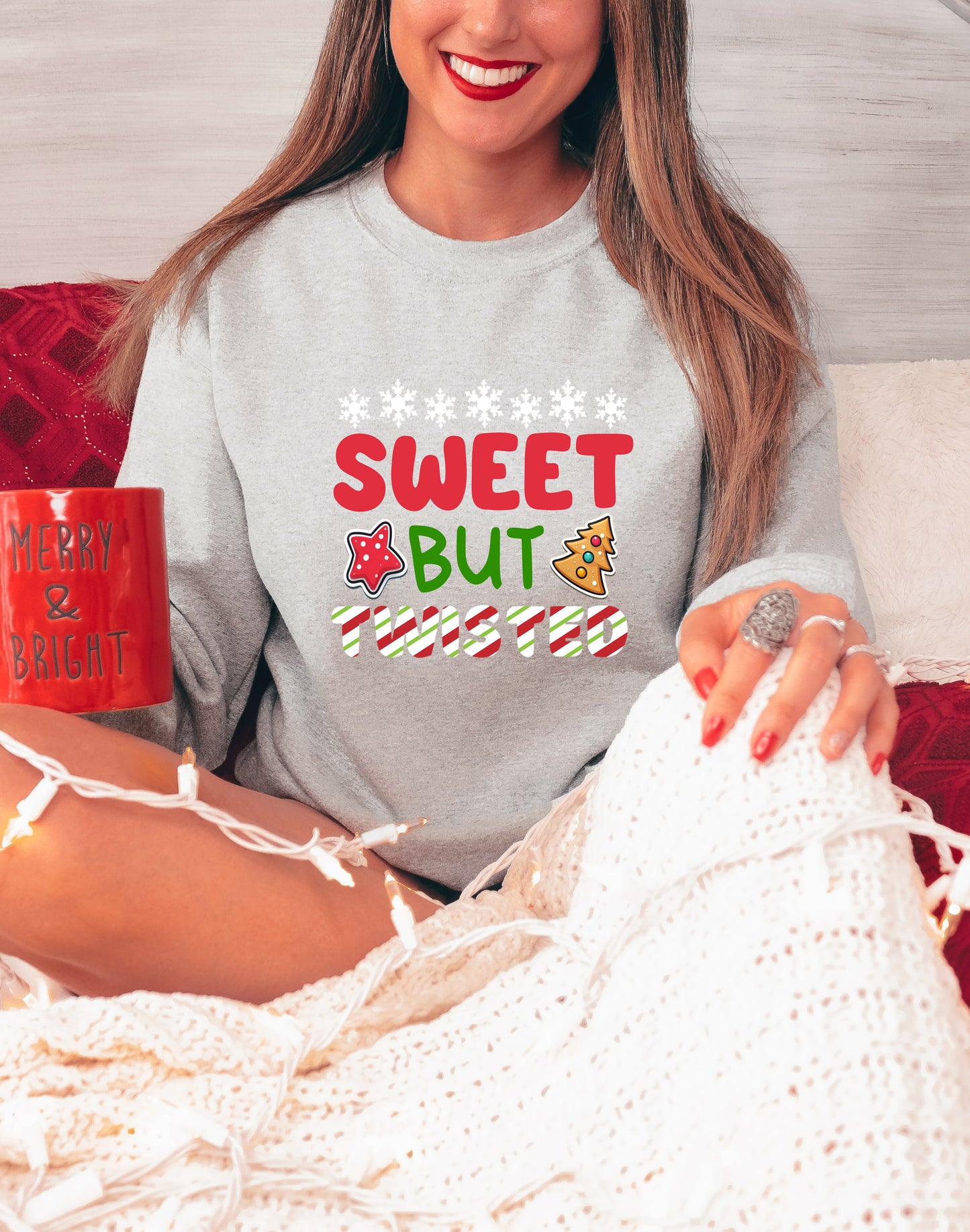 Funny Christmas Shirt – Sweet But Twisted Tee with Cookies & Candy Cane – Youth Sizes Too