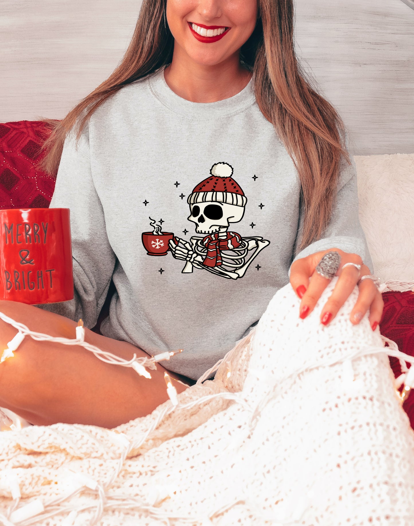 Funny Skeleton Shirt – Winter Skeleton Tee with Hat & Mug – Hoodie, Sweatshirt, Youth Sizes Too