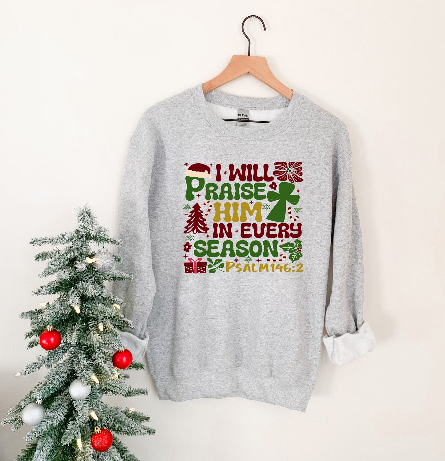 Christian Christmas Shirt – Psalm 146:2 Tee – Praise in Every Season – Faith Holiday Gift