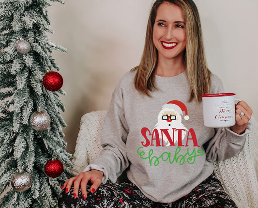 Santa Baby Shirt – Funny Christmas Tee with Surprised Santa – Hoodie, Sweatshirt, Youth Sizes Too