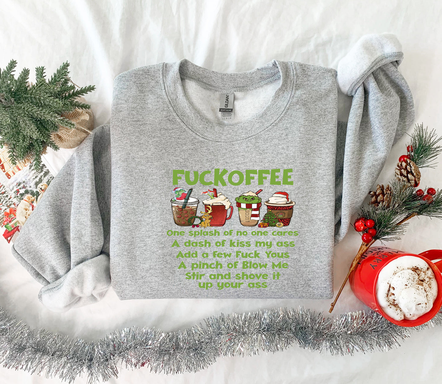 Fuckoffee Shirt – Holiday Coffee Tee – Funny Xmas Top Hoodie Sweatshirt Infant to Adult Sizes