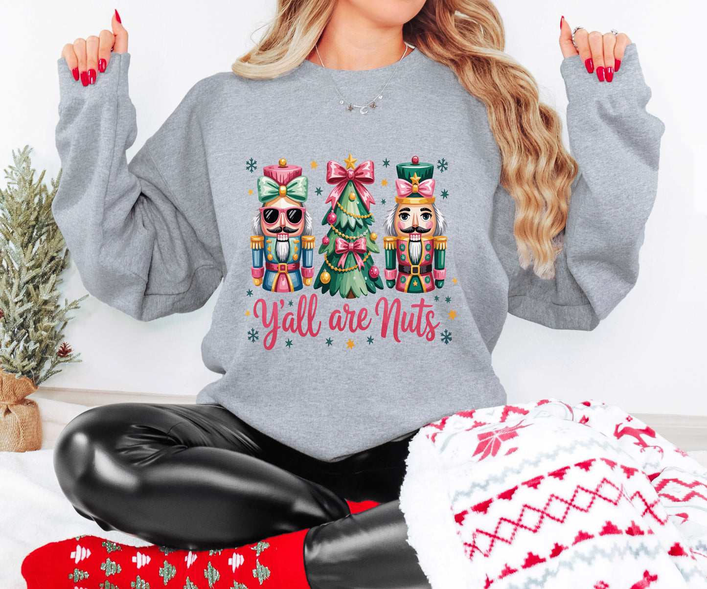 Funny Christmas Shirt – Nutcracker Holiday Tee “Y’all Are Nuts” – Hoodie, Sweatshirt, Youth Sizes