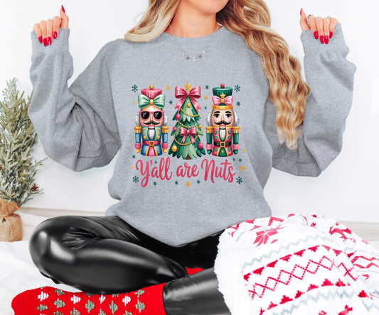 Funny Christmas Shirt – Nutcracker Holiday Tee “Y’all Are Nuts” – Hoodie, Sweatshirt, Youth Sizes