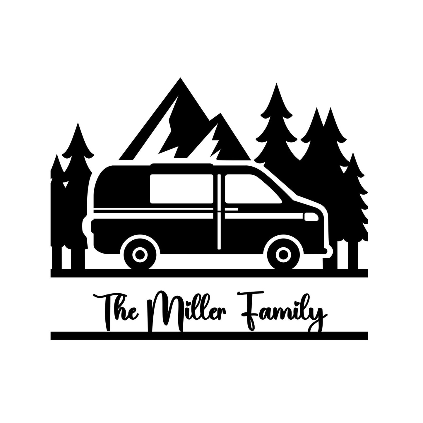 Camp Frame camper van personalized name decal design preview
