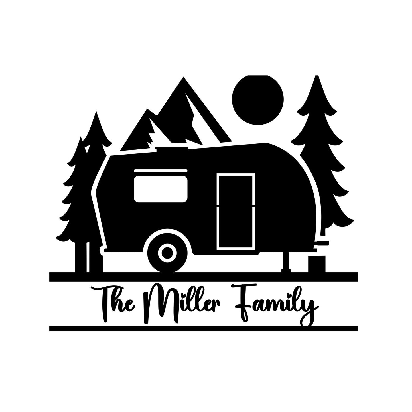 Camp Frame teardrop trailer personalized name decal design preview