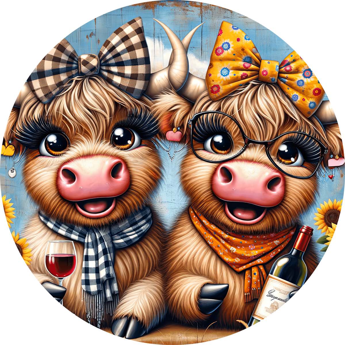 Cute Animals and Wine Car Coaster - Set of 2 - Many Designs to choose from!