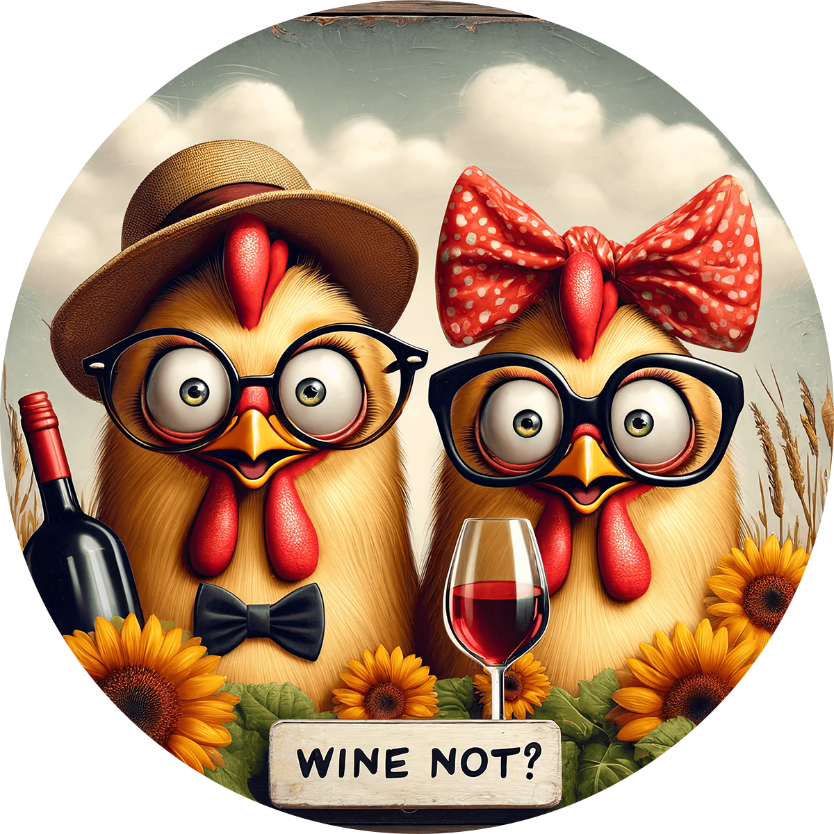 Cute Animals and Wine Car Coaster - Set of 2 - Many Designs to choose from!