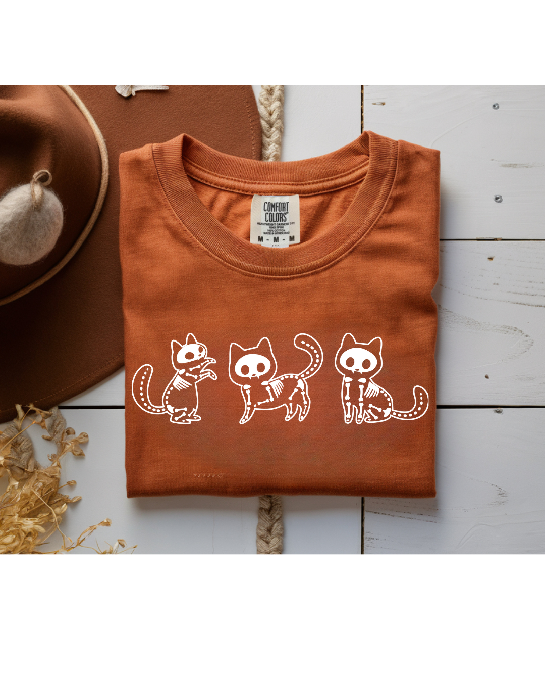 Skeleton Cat Halloween Shirt Comfort Colors Personalizable