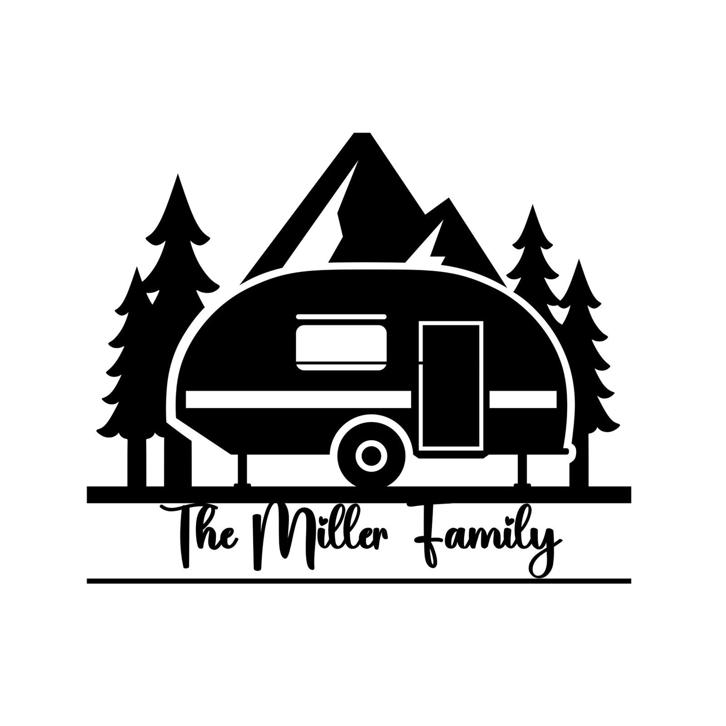 Camp Frame rounded trailer personalized name decal design preview