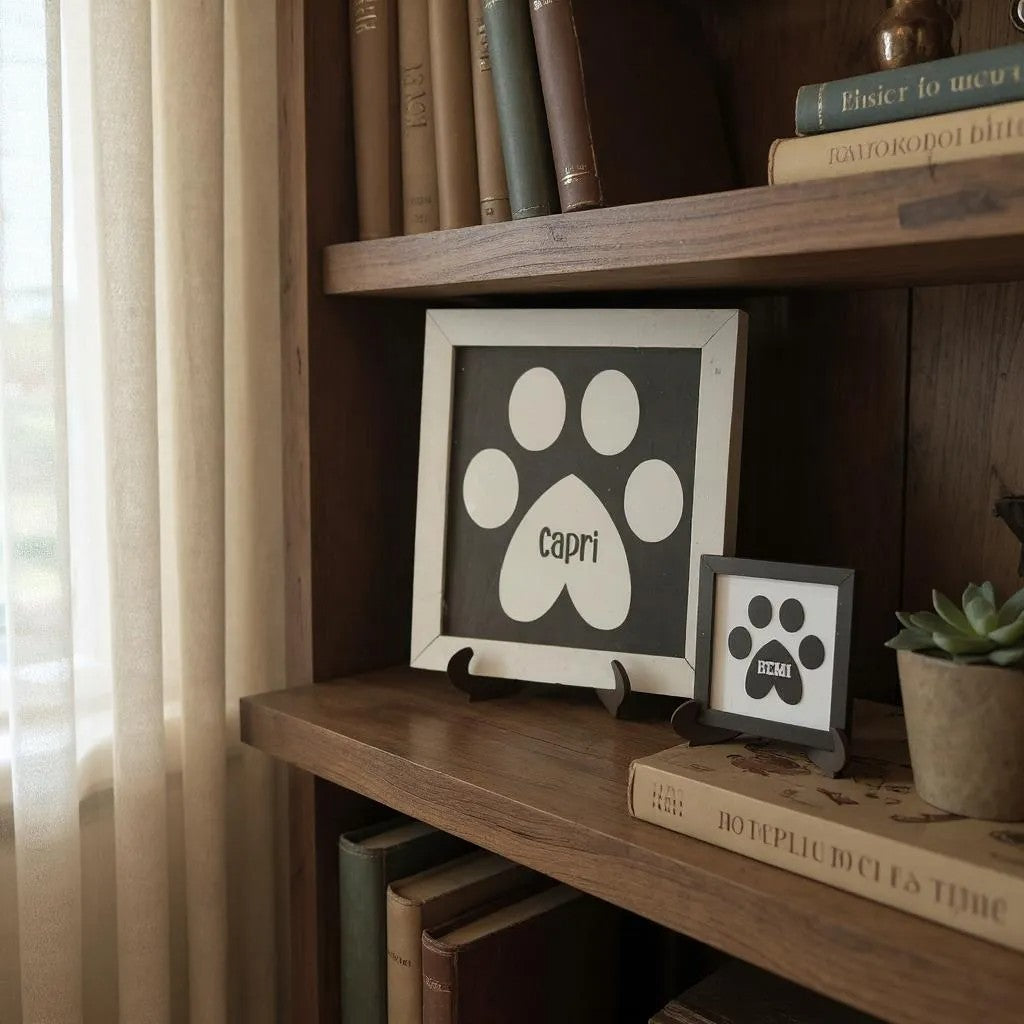 Dog Paw Print Sign, Personalized Dog Name inside Pawprint for Most Breeds, Dog Paw Print Art Keepsake, Unique Gift for Pet Lovers, Thoughtful Pet Loss Memorial