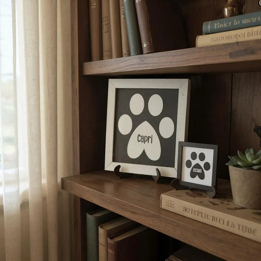 Dog Paw Print Sign, Personalized Dog Name inside Pawprint for Most Breeds, Dog Paw Print Art Keepsake, Unique Gift for Pet Lovers, Thoughtful Pet Loss Memorial