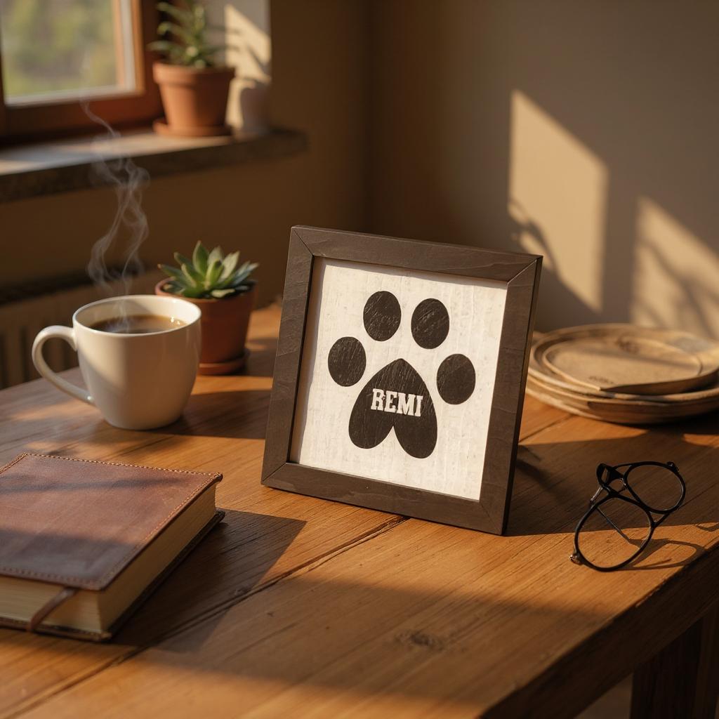 Dog Paw Print Sign, Personalized Dog Name inside Pawprint for Most Breeds, Dog Paw Print Art Keepsake, Unique Gift for Pet Lovers, Thoughtful Pet Loss Memorial