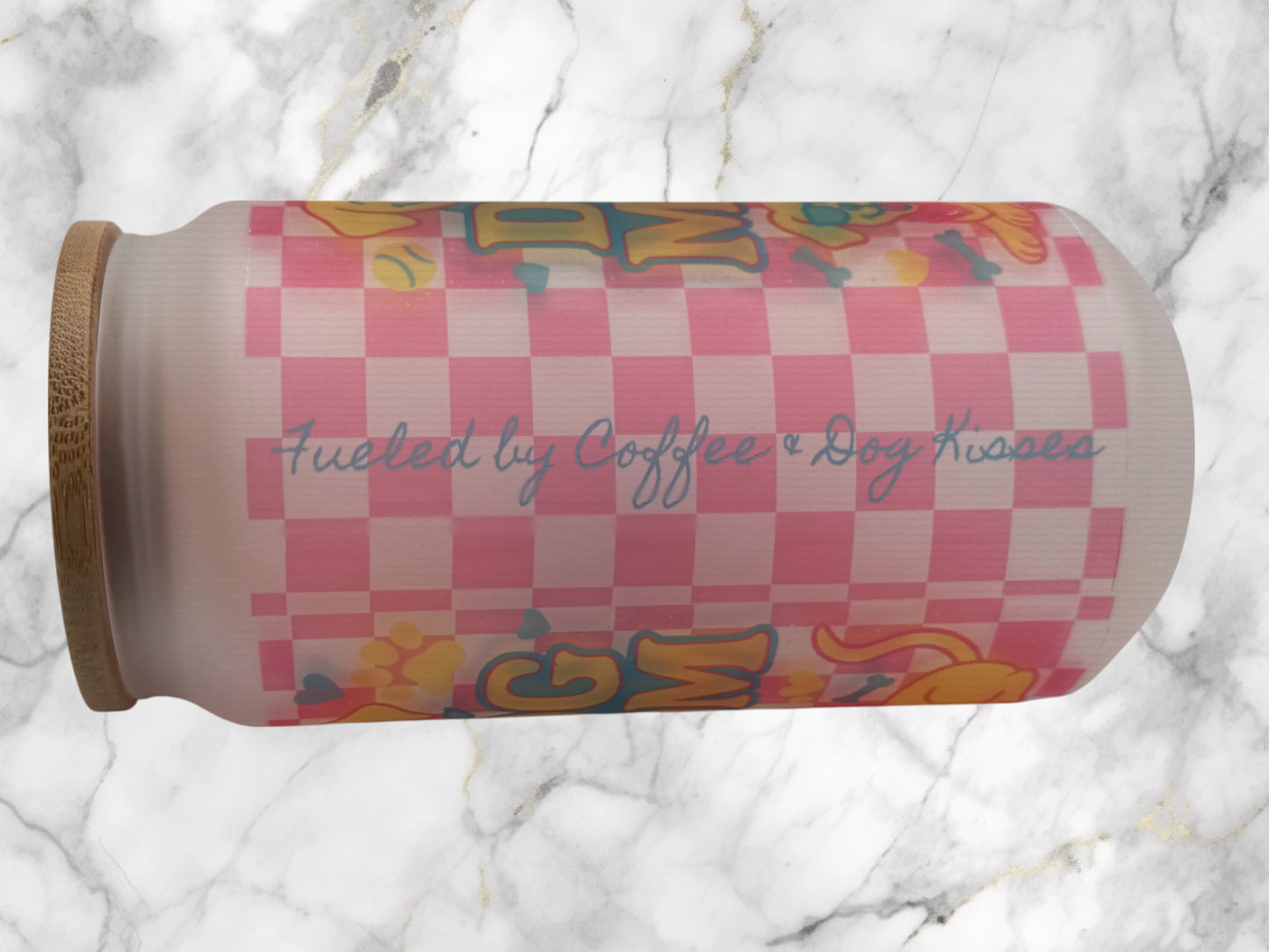 Dog Mom & Cat Mom Glass Can with Bamboo Lid & Straw | Cute Pet-Themed Gift for Animal Lovers, Great for Iced Coffee