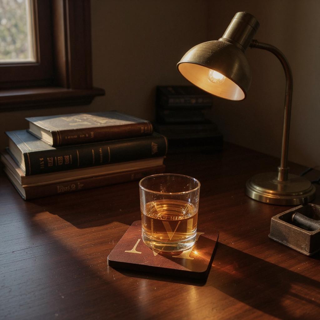 Personalized Engraved Coaster - Slate or Wood – Couples Monogram & Name - Set of 4