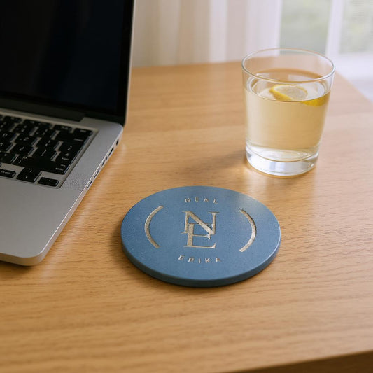 Personalized Engraved Coaster - Slate or Wood – Couples Monogram & Name - Set of 4