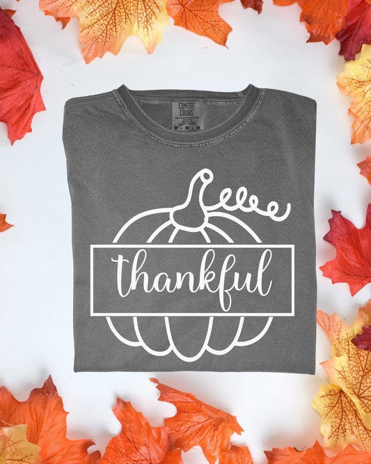 Thankful Comfort Colors Tee Autumn Graphic TShirt Cozy Fall Outfit Customizoo