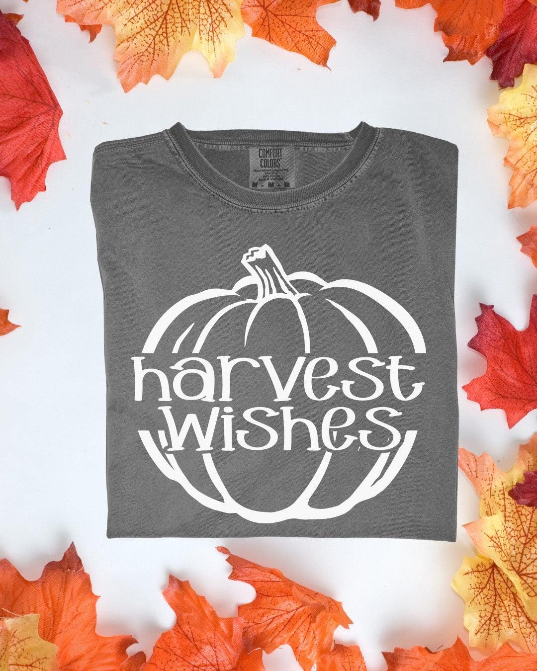 Harvest Wishes Comfort Colors Tee Autumn Graphic TShirt Cozy Fall Outfit Customizoo